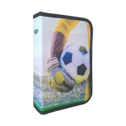 Penar Echipat DACO, 19.5x13x4 cm, Model Fotbalist, Material Poliester, Multicolor, Penar cu Deschidere Verticala, Penar pentru Baieti, Penare cu Fermoar, Penare Echipate, Penare de Scoala, Penare Scolare, Penar Scolar, Rechizite Scolare