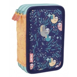 Penar Echipat MILAN, Model Cuddle, 19x11.5x7 cm, Poliester, Multicolor, Trei Fermoare cu Trei Compartimente, Penar Fermoar, Penare cu Fermoar, Penare Echipate, Penare de Scoala, Penare Scolare, Penar Scolar, Rechizite Scolare