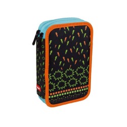 Penar Echipat MILAN, Model Super Heroes, 19.5x12.5x5 cm, Poliester, Multicolor, Doua Fermoare cu Doua Compartimente, Penar Fermoar, Penare cu Fermoar, Penare Echipate, Penare de Scoala, Penare Scolare, Penar Scolar, Rechizite Scolare