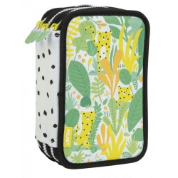 Penar Echipat MILAN, 19x11.5x7 cm, Poliester, Multicolor, Trei Fermoare cu Trei Compartimente, Penar Fermoar, Penare cu Fermoar, Penare Echipate, Penare de Scoala, Penare Scolare, Penar Scolar, Rechizite Scolare