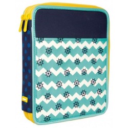 Penar Echipat MILAN, Model Marinar, Poliester, Multicolor, Penar Scolar, Penar Colorat, Penar cu Doua Fermoare, Penar Echipat, Penar Milan, Penar cu Doua Compartimente, Penare Echipate, Penar Echipat Dublu, Penar Echipat Doua Compartimente