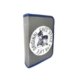 Penar Neechipat DACO, 19.5x13x4.5 cm, Gri, Poliester, 1 Compartiment cu Doua Extensii Interioare, Penar pentru Fete, Penare cu Fermoar, Penare Neechipate, Penare de Scoala, Penare Scolare, Penar Scolar, Rechizite Scolare