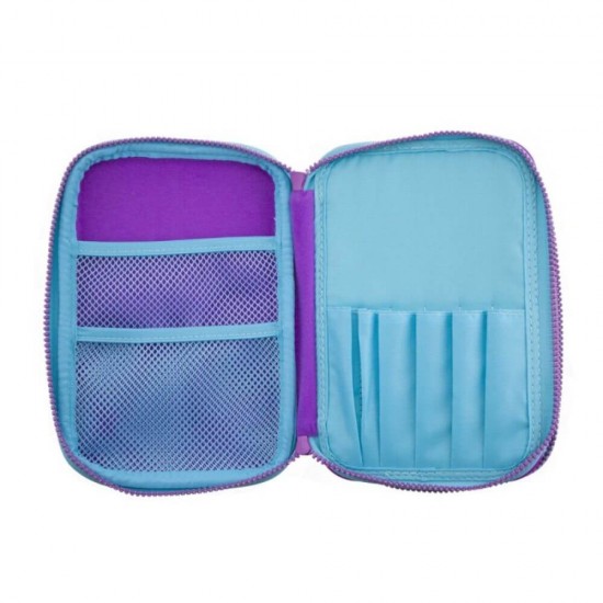 Penar Neechipat DACO, Model Fluture, 22x15.5x7.5 cm, PVC, Mov, Doua Fermoare cu Doua Compartimente, Penar Fermoar, Penare Neechipate, Penare de Scoala, Penare Scolare, Penar Scolar, Rechizite Scolare, Penar 3D, Penare 3D