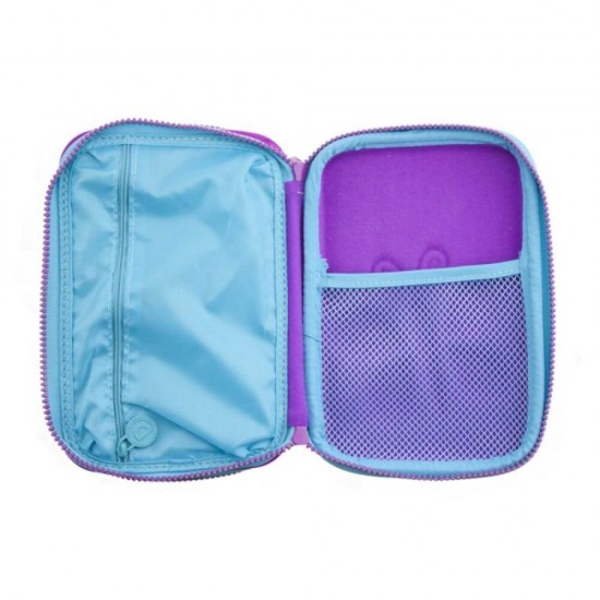 Penar Neechipat DACO, Model Fluture, 22x15.5x7.5 cm, PVC, Mov, Doua Fermoare cu Doua Compartimente, Penar Fermoar, Penare Neechipate, Penare de Scoala, Penare Scolare, Penar Scolar, Rechizite Scolare, Penar 3D, Penare 3D