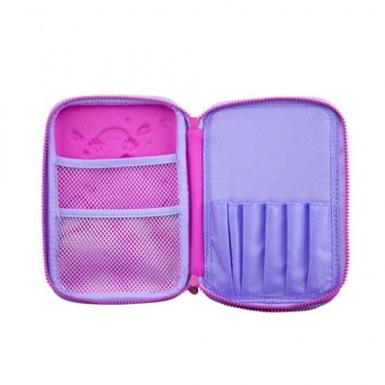 Penar Neechipat DACO, Model Unicorn, 22x15.5x7.5 cm, PVC, Culoare Roz, Doua Fermoare cu Doua Compartimente, Penar Fermoar, Penare Neechipate, Penare de Scoala, Penare Scolare, Penar Scolar, Rechizite Scolare, Penar 3D, Penare 3D