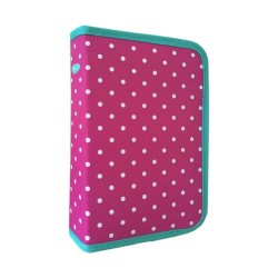 Penar Neechipat DACO, 19.5x13x4 cm, Model Buline, Material Poliester, Culoare Roz, Penar cu Deschidere Verticala, Penar pentru Fete, Penare cu Fermoar, Penare Neechipate, Penare de Scoala, Penare Scolare, Penar Scolar, Rechizite Scolare