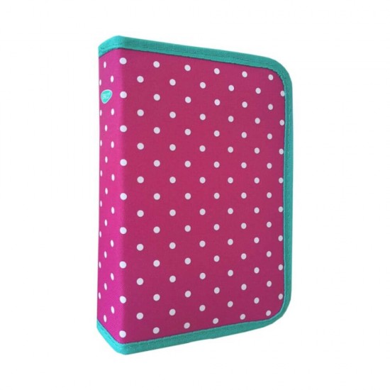 Penar Neechipat DACO, 19.5x13x4 cm, Model Buline, Material Poliester, Culoare Roz, Penar cu Deschidere Verticala, Penar pentru Fete, Penare cu Fermoar, Penare Neechipate, Penare de Scoala, Penare Scolare, Penar Scolar, Rechizite Scolare