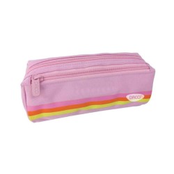 Penar Tip Borseta DACO, 21x8x7.5 cm, Roz, Poliester, Doua Fermoare, Penar Scolar, Penar Colorat, Penar cu Fermoar, Penar pentru Scoala, Penar Borseta, Penar Daco, Penar Neechipat, Penar cu Doua Fermoare, Penar Borseta