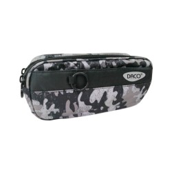 Penar Tip Borseta DACO, 21x11x6 cm, Negru/Gri, Poliester, Doua Fermoare cu Doua Compartimente, Penare Scoala, Penare Scolare, Rechizite Scolare, Penar Scolari, Penare cu Fermoar, Penar Neechipat, Penar Tip Borseta