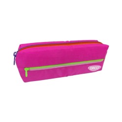 Penar Tip Borseta DACO, 22x7.5x5 cm, Doua Fermoare cu Doua Compartimente, Poliester, Fucsia, Penare Scoala, Penare Scolare, Rechizite Scolare, Penar Scolari, Penare cu Fermoar, Penar Neechipat, Penar Tip Borseta