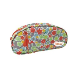 Penar Tip Borseta DACO, Model Floral, 21x10x5 cm, Multicolor, Poliester, Un Fermoar, Penare Scoala, Penare Scolare, Rechizite Scolare, Penar Scolari, Penare cu Fermoar, Penar Neechipat, Penar Tip Borseta