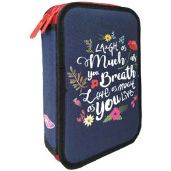 Penar Daco, Neechipat cu 2 Fermoare, Poliester, Albastru/Rosu, Penar cu Fermoar, Penar din Poliester, Penar Scolari, Penar pentru Scoala, Penare Scolare, Penar cu Doua Compartimente, Rechizite Scolare, Rechizite pentru Elevi