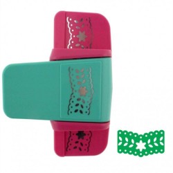 Perforator Bordura DACO Hobby Bordurel, Model 3, Plastic/Metal, Perforare 5.7x3.8 cm, Roz/Turcoaz, Perforator Lucru Manual, Perforator Bordura, Perforator Activitati Creative, Perforator pentru Felicitari si Invitatii, Perforator Bordura cu Model