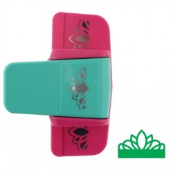 Perforator Bordura DACO Hobby Bordurel, Model 4, Plastic/Metal, Perforare 5.7x3.8 cm, Roz/Turcoaz, Perforator Lucru Manual, Perforator Bordura, Perforator Activitati Creative, Perforator pentru Felicitari si Invitatii, Perforator Bordura cu Model