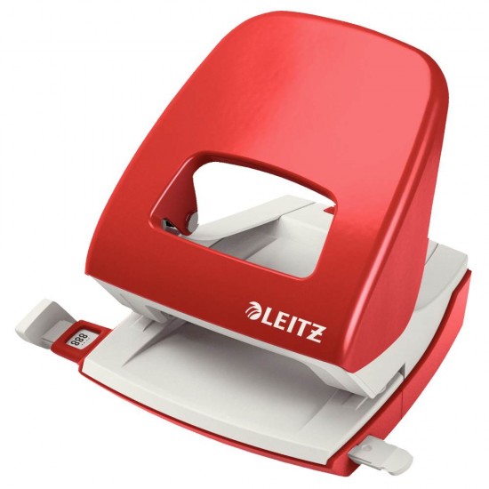Perforator Leitz 5008, Capacitate 30 Coli, Plastic/Metal, Rosu, Perforator pentru Hartie, Perforator de Hartie, Perforatoare Hartie, Perforatoare Birou, Perforatoare de Hartie, Perforatoare 30 Coli, Perforatoare Scoala, Perforatoare Leitz