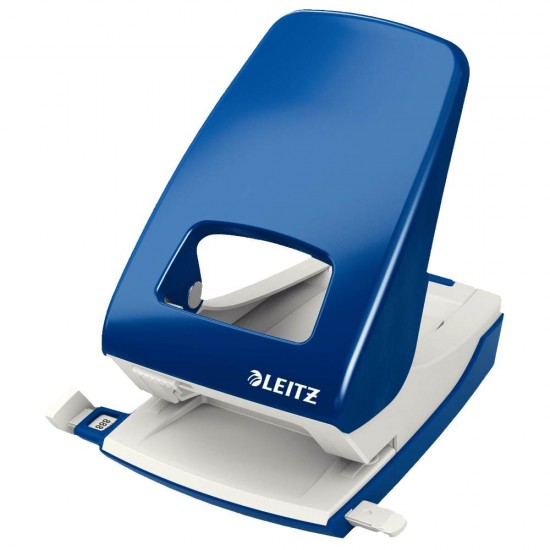 Perforator Leitz 5138, Capacitate 40 Coli, Plastic/Metal, Albastru, Perforator pentru Hartie, Perforator de Hartie, Perforatoare Hartie, Perforatoare Birou, Perforatoare de Hartie, Perforatoare 40 Coli, Perforatoare Scoala, Perforatoare Leitz