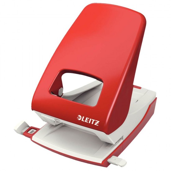 Perforator Leitz 5138, Capacitate 40 Coli, Plastic/Metal, Rosu, Perforator pentru Hartie, Perforator de Hartie, Perforatoare Hartie, Perforatoare Birou, Perforatoare de Hartie, Perforatoare 40 Coli, Perforatoare Scoala, Perforatoare Leitz