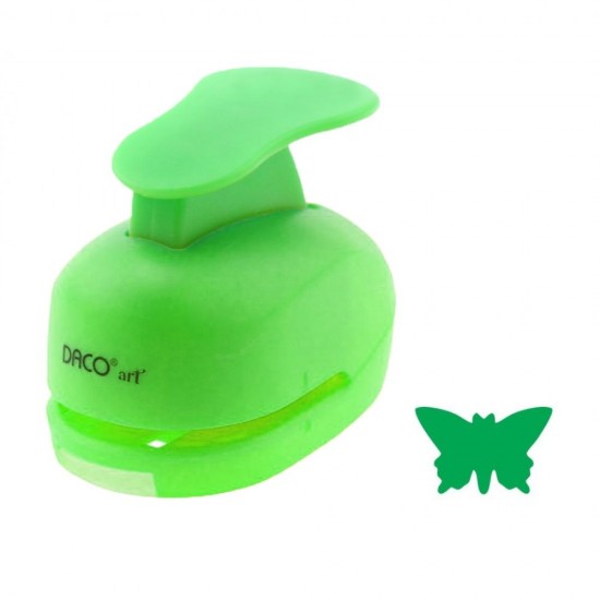 Perforator DACO Hobby, Model Fluture, Plastic/Metal, Diametru 1.8 cm, Verde, Perforatoare Lucru Manual, Perforatoare Activitati Creative, Perforatoare Felicitari si Invitatii, Perforatoare Hartie, Perforator pentru Decoratiuni, Accesorii Craft