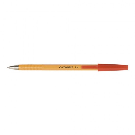 Set 20 Pixuri fara Mecanism,Scriere de 0.4 mm,Corp Galben cu Capac+Clip de Prindere, Rosu, Pixuri Q-CONNECT Yellow Fine, Accesorii Birou,Instrumente de Scris