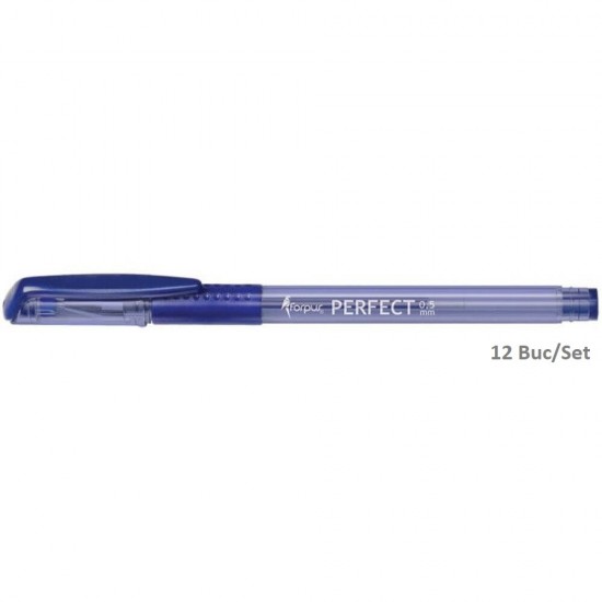 Set 12 Pixuri FORPUS Perfect, Mina Albastra, Varf 0.5 mm, Corp din Plastic Transparent cu Capac, Pix Albastru, Pixuri Albastre, Pix cu Pasta Albastra, Pixuri cu Pasta Albastra, Pix Forpus, Pix Office, Pixuri Office, Pix pentru Scolari, Rechizire Scolare