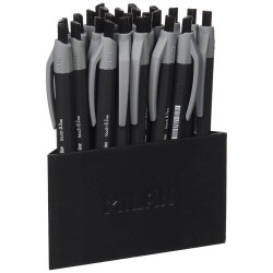 Pix MILAN Fine Line, Mina Neagra, 24 Buc/Set, Varf 0.7 mm, Mecanism si Corp din Plastic Cauciucat, Pixuri Milan, Pix Negru, Pix cu Pasta Neagra, Pix Scolar, Pix pentru Scolari, Rechizite Scolare, Pix Office, Set Pixuri, Set de Pixuri Negre