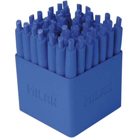 Pix MILAN Mini, Mina Albastra, 40 Buc/Set, Varf 1 mm, Mecanism si Corp Cauciucat de Culoare Albastra, Pixuri Milan, Pix Albastru, Pix cu Pasta Albastra, Pix Scolar, Pix pentru Scolari, Rechizite Scolare, Pix Office, Set Pixuri, Pix Mini