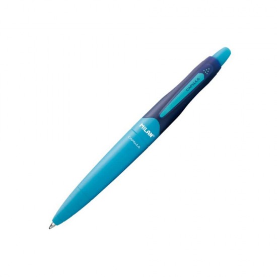 Pix cu Gel MILAN Capsule, Grosime Varf 1 mm, Mina Albastra, Mecanism si Corp Din Plastic de Culoare Albastra, Pixuri cu Gel, Pixuri Gel Albastre, Pixuri Albastre cu Gel, Pix Plastic, Pix Scolar, Pix pentru Scolari, Rechizite Scolare, Pix Office