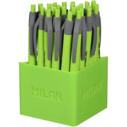 Pix MILAN Fine Line, Mina Verde, 24 Buc/Set, Varf 0.7 mm, Mecanism si Corp din Plastic Cauciucat, Pixuri Milan, Pix Verde, Pix cu Pasta Verde, Pix Scolar, Pix pentru Scolari, Rechizite Scolare, Pix Office, Set Pixuri, Set de Pixuri Verzi