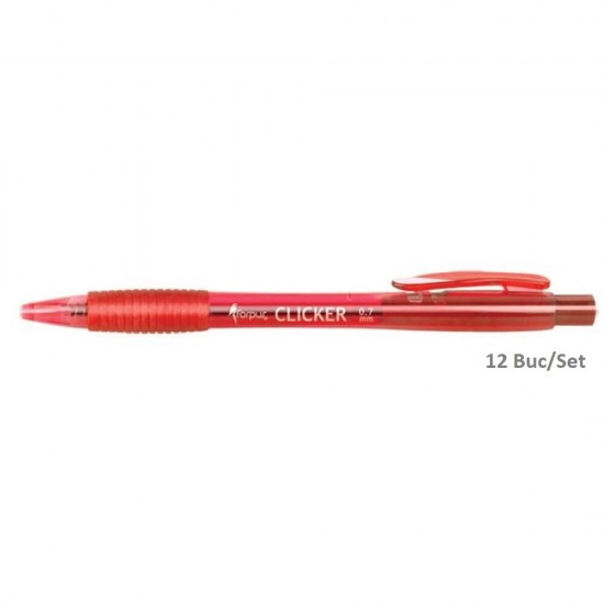 Set 12 Pixuri FORPUS Clicker, Mina Rosie, Varf 0.7 mm, Corp din Plastic Rosu si Grip Ergonomic, Pix Rosu, Pixuri Rosii, Pix cu Pasta Rosie, Pixuri cu Pasta Rosie, Pix Forpus, Pix Office, Pix pentru Scolari, Rechizite Scolare