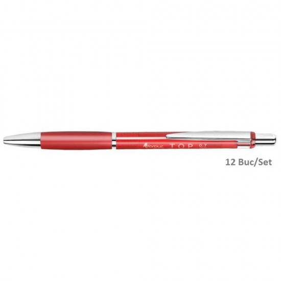 Set 12 Pixuri FORPUS Top, Mina Rosie, Varf 0.7 mm, Mecanism si Corp din Plastic Rosu, Pix Rosu, Pixuri Rosii, Pix cu Pasta Rosie, Pixuri cu Pasta Rosie, Pix Forpus, Pix Office, Pixuri Office, Pix pentru Scolari, Rechizite Scolare