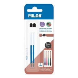 Set 2 Mine Pix MILAN Stylus, 1 mm, Albastre, cu Doua Radiere, Set Mine Albastre pentru Pixuri Tactile, Set Rezerve Pixuri Tactile, Mine pentru Pixuri Tactile cu Radiera, Mine Pixuri Albastre cu Radiera, Rezerve Mina Pix Tactil