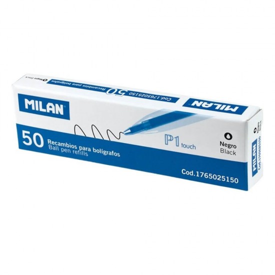 Set 50 Mine Pix MILAN, 1 mm, Negre, Set de Mine Negre pentru Pixuri, Set Rezerve Pix, Mine pentru Pixuri, Mine Pixuri Negre, Mina pentru Pix Negru, Rezerve Mina Pix, Rezerve pentru Pixuri, Rezerve Pix MILAN, Rezerve Mine MILAN