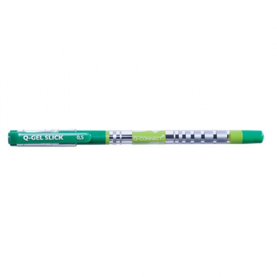 Set 12 Pixuri cu Gel, Capac + Clips de Prindere, Varf de 0.5 mm, Corp Semitransparent cu Grip, Culoare Verde, Pix Q-CONNECT, Accesorii Birou, Instrumente de Scris, Accesorii Scoala
