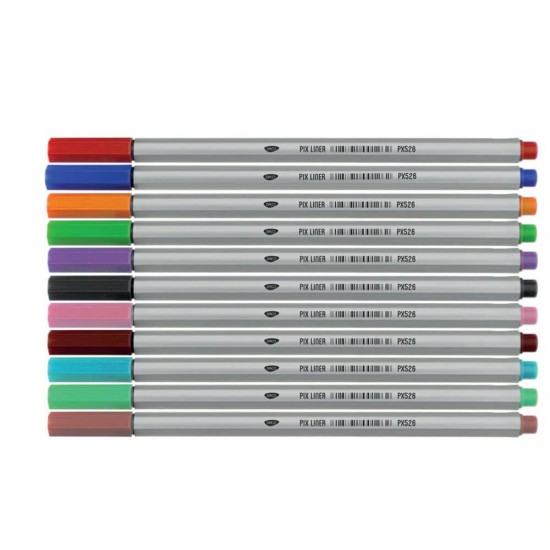 Pix Liner DACO Color, 26 Buc/Set, Varf de 0.4 mm, Corp din Plastic, Mina Multicolora, Pixuri Liner, Linere Scolari, Linere Studenti, Linere Desen, Linere Arhitectura, Linere Grafica, Linere Colorate, Liner pe Baza de Pigmenti