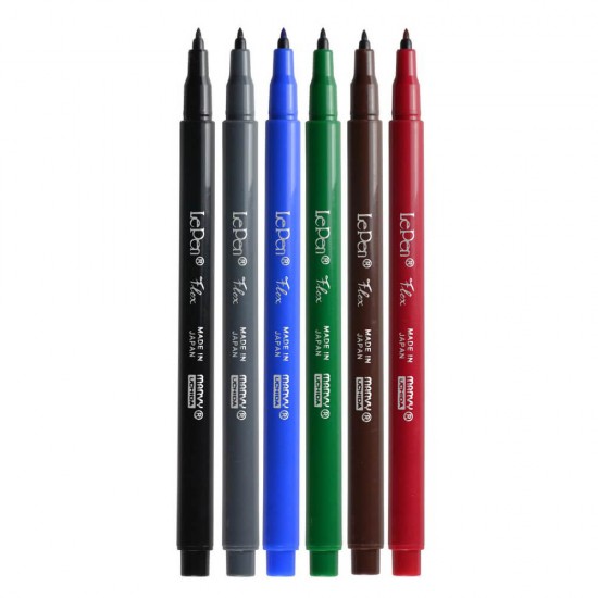 Pix Liner Grafic MARVY Le Pen Flex, 6 Buc/Set, Mine Multicolore, Varf Rotund, Cerneala pe Baza de Pigmenti, Pixuri Grafice, Pix Grafic cu Pigmenti, Liner Grafic, Liner Desen, Liner Pix, Liner cu Pigmenti, Pix Desen Grafic, Pix Desen Tehnic, Pixuri Liner