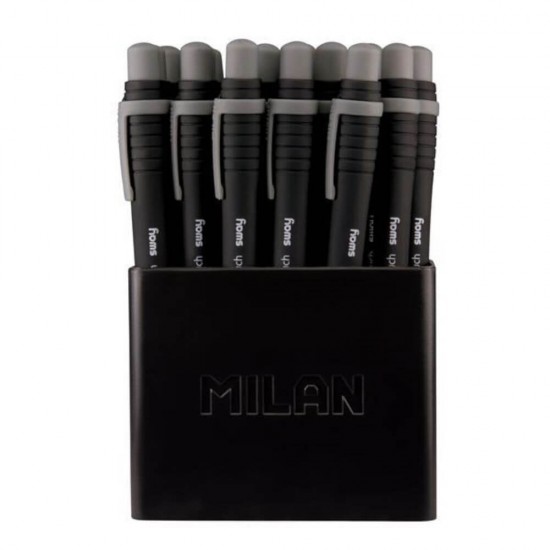 Pixuri Milan Sway Fine, Varf 0.7 mm, 19 Buc/Set, Scriere Neagra, Corp Plastic Negru, Pixuri Milan Negre, Pixuri Scolare, Instrumente de Scris, Pixuri Retractabile cu Mina Neagra, Rechizite, Pixuri cu Mecanism Retractabil, Set Pixuri MILAN