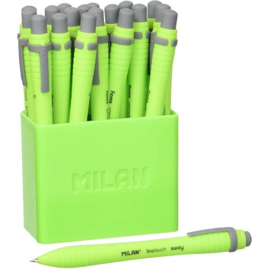 Pixuri Milan Sway Fine, Varf 0.7 mm, 19 Buc/Set, Scriere Verde, Corp Plastic Verde, Pixuri Milan Verzi, Pixuri Scolare, Instrumente de Scris, Pixuri Retractabile cu Mina Verde, Rechizite, Pixuri cu Mecanism Retractabil, Set Pixuri MILAN