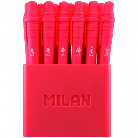 Pixuri Milan Sway, Varf 0.7 mm, 19 Buc/Set, Scriere Rosie, Corp Plastic Rosu, Pixuri Milan Rosii, Pixuri Scolare, Instrumente de Scris, Pixuri Retractabile cu Mina Rosie, Rechizite, Pixuri cu Mecanism Retractabil, Set Pixuri MILAN