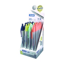 Pixuri MILAN Silver, Varf 1 mm, 20 Buc/Set, Scriere Albastra, Corp Metalic Multicolor, Pixuri cu Mecanism, Instrumente de Scris, Rechizite, Pixuri Albastre Milan, Pix Albastru, Pixuri Scoala