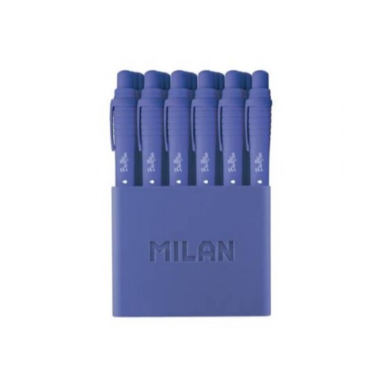 Pixuri Milan Sway, Varf 0.7 mm, 40 Buc/Set, Scriere Albastra, Corp Plastic Albastru, Pixuri Milan Retractabile, Pixuri Scolare, Instrumente de Scris, Pixuri cu Mina Albastra, Rechizite, Pixuri cu Mecanism si Pasta Albastra, Set Pixuri Albastre