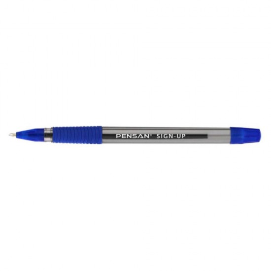 Pix PENSAN Sign Up, Varf 1 mm, Scriere Albastra, Corp Plastic Transparent cu Capac, Pixuri Scolare, Pixuri Albastre, Pix Albastru, Pixuri pentru Scoala, Pixuri Colorate, Set Pixuri Colorate, Set de Pixuri, Pix Colorat