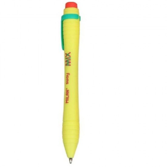 Pix Milan Sway Mix, Varf 1 mm, Scriere Albastra, Corp Plastic Galben, Pixuri Milan Albastre, Pixuri Scolare, Instrumente de Scris, Pixuri Retractabile cu Mina Albastra, Rechizite, Pixuri cu Mecanism Retractabil, Set Pixuri MILAN