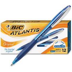 Set 12 Pixuri BIC Atlantis Clic Albastre, Varf 1 mm, Corp plastic, Pixuri Atlantis Clic BIC, Pix BIC, Atlantis Clic, Pixuri albastre, Pixuri Colorate, Pix Scoala, Pix Colorat, Pix Albastru, Set Pixuri, Set Pixuri Albastre