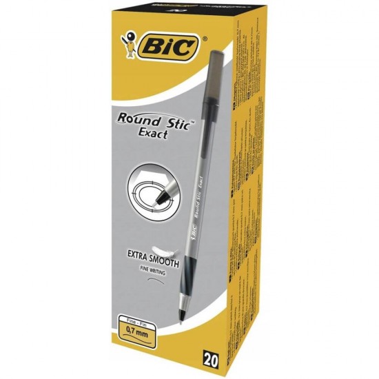 Set 20 Pixuri BIC Round STIC Exact, Varf 0.7 mm, Negre, Set Pixuri Colorate, Pixuri BIC STIC, Pixuri Scoala, Set Pixuri Negre, Pixuri Negre fara Mecanism, Pix Negru fara Mecanism, Pix pentru Scoala, Pix Negre cu Capac