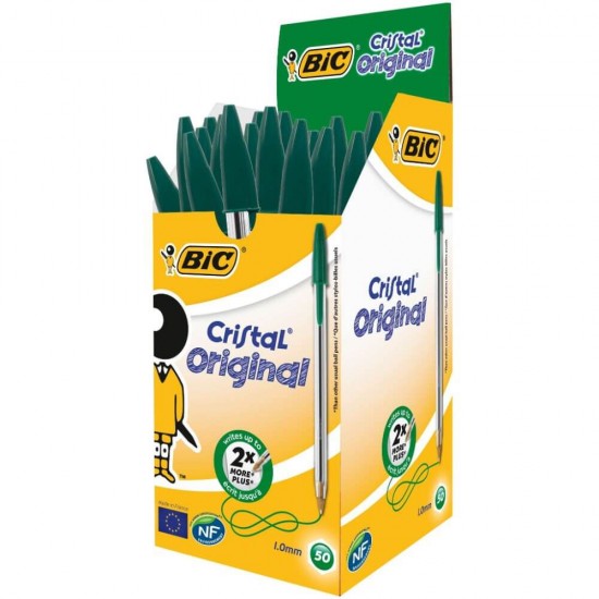 Set 50 Pixuri BIC Cristal, Varf 1 mm, Verzi, Corp Plastic Transparent/Verde, Set Pixuri Verzi, Pixuri BIC CRISTAL Mediu, Pixuri Scoala, Pixuri Colorate, Pixuri Verzi, Pix Verde, Pix pentru Scoala, Pix Colorat