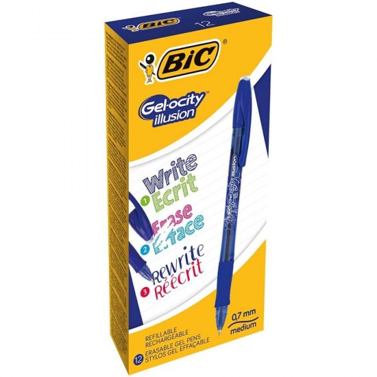 Set 12 Rollere BIC Gelocity Illusion, Albastre, Varf 0.7 mm, Cerneala Termosensibila, Pixuri Roller, Pix Roller, Pixuri BIC, Pix Roller cu Rezerva BIC, Pix Roller cu Rezerva Standard