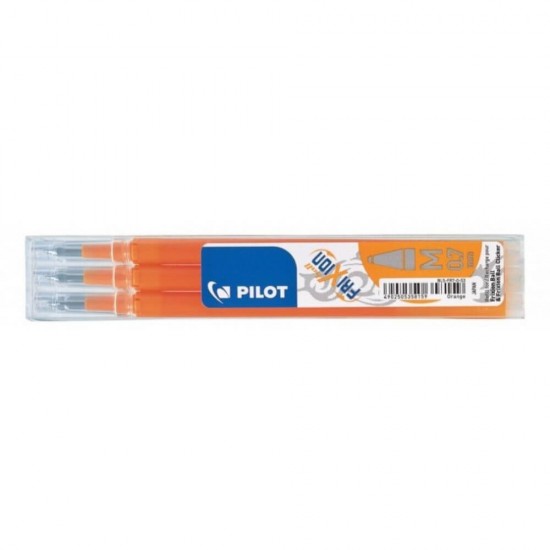 Set 3 Rezerve Roller PILOT Frixion, 0.7 mm, Portocaliu, Rezerve Rollere cu Gel Termosensibil, Rezerve pentru Rollere 0.7 mm, Rezerva pentru Roller PILOT, Rezerve Mina Portocalie Roller, Seturi de Rezerve pentru Roller PILOT, Rezerve PILOT FRIXION