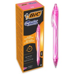 Set 12 Rollere BIC Gelocity Quick Dry, Roz, Varf 0.7 mm, Pix Gel, Pix cu Gel, Pix Roller, Pix BIC, Pix Roller cu Rezerva BIC, Pix Roller cu Rezerva Standard, Pix Quick Dry, Pix Roller pentru Scoala, Instrumente pentru Scris