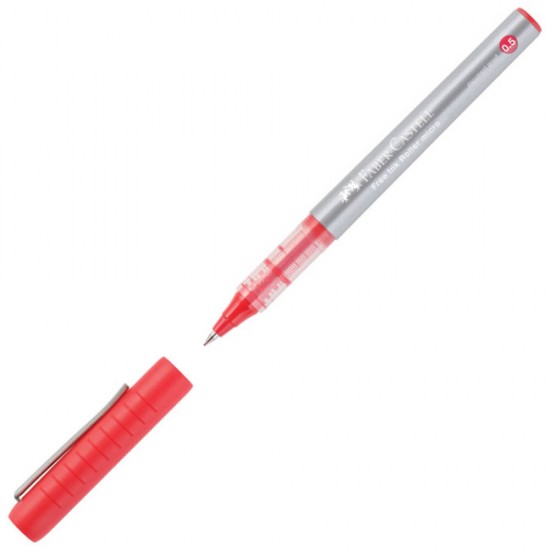 Roller Free Ink Faber-Castell, Varf 0.5 mm, Mina Rosie, Roller cu Gel, Roller Gel, Roller Free Ink, Roller Faber-Castell, Rollere Faber-Castell, Roller Dessen, Rolller pentru Desen, Roller Grafica, Roller petnru Grafica