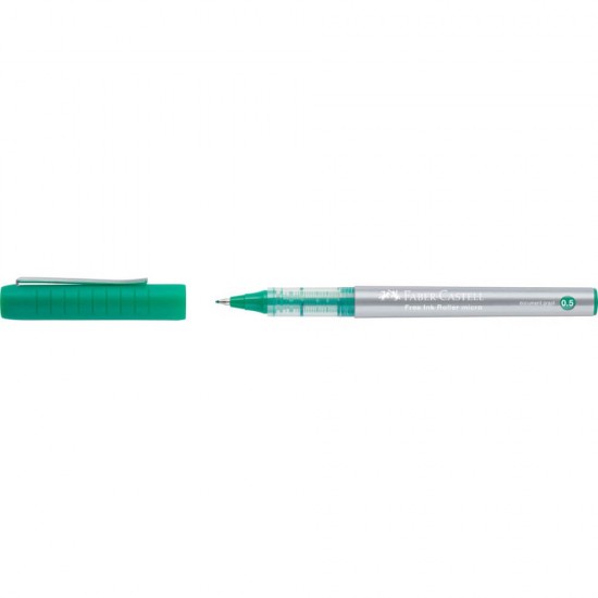 Roller Free Ink Faber-Castell, Varf 0.5 mm, Mina Verde, Roller cu Gel, Roller Gel, Roller Free Ink, Roller Faber-Castell, Rollere Faber-Castell, Roller Dessen, Rolller pentru Desen, Roller Grafica, Roller petnru Grafica